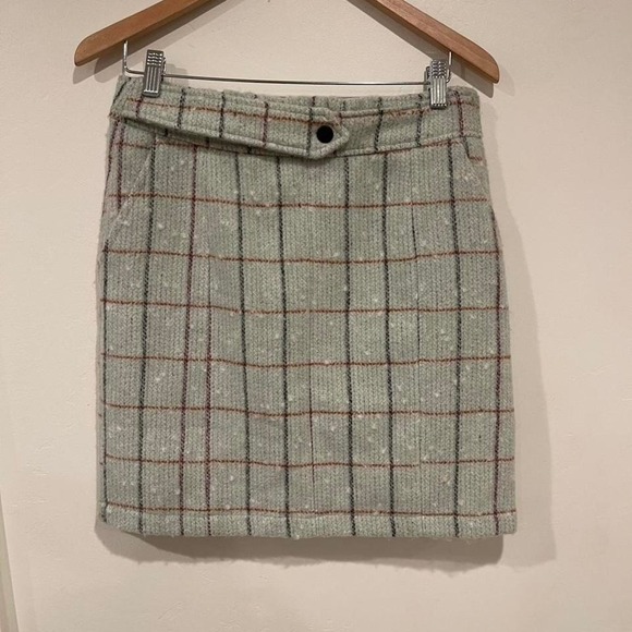 Roolee sage Plaid Wool-Blend Mini Skirt Small, Academia cottagecore twee Preppy - Picture 4 of 8
